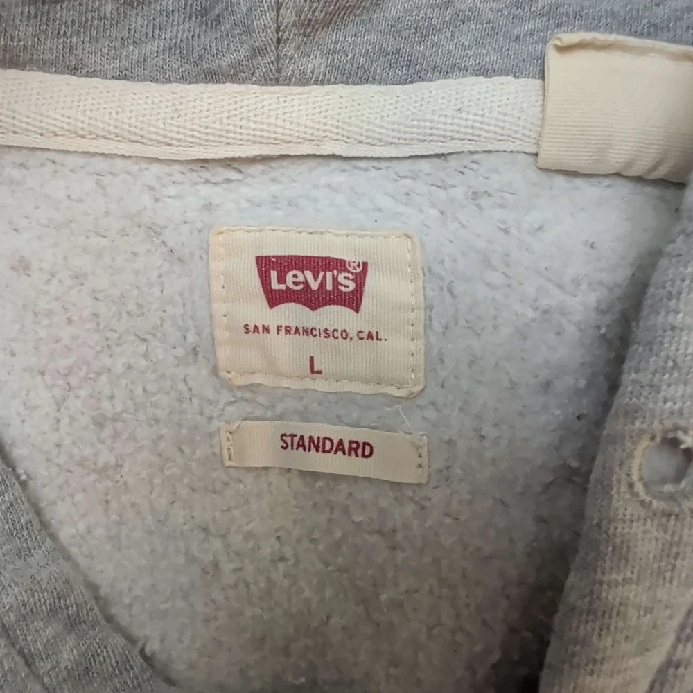 Levis Hoodie Mens Large Gray Graphic Logo Pullover Standard Fit Sweatshirt